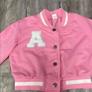 SHEIN Pink Kids Letterman Jacket
